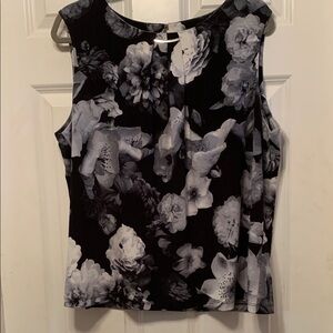 Calvin Klein Black and Gray Floral Blouse